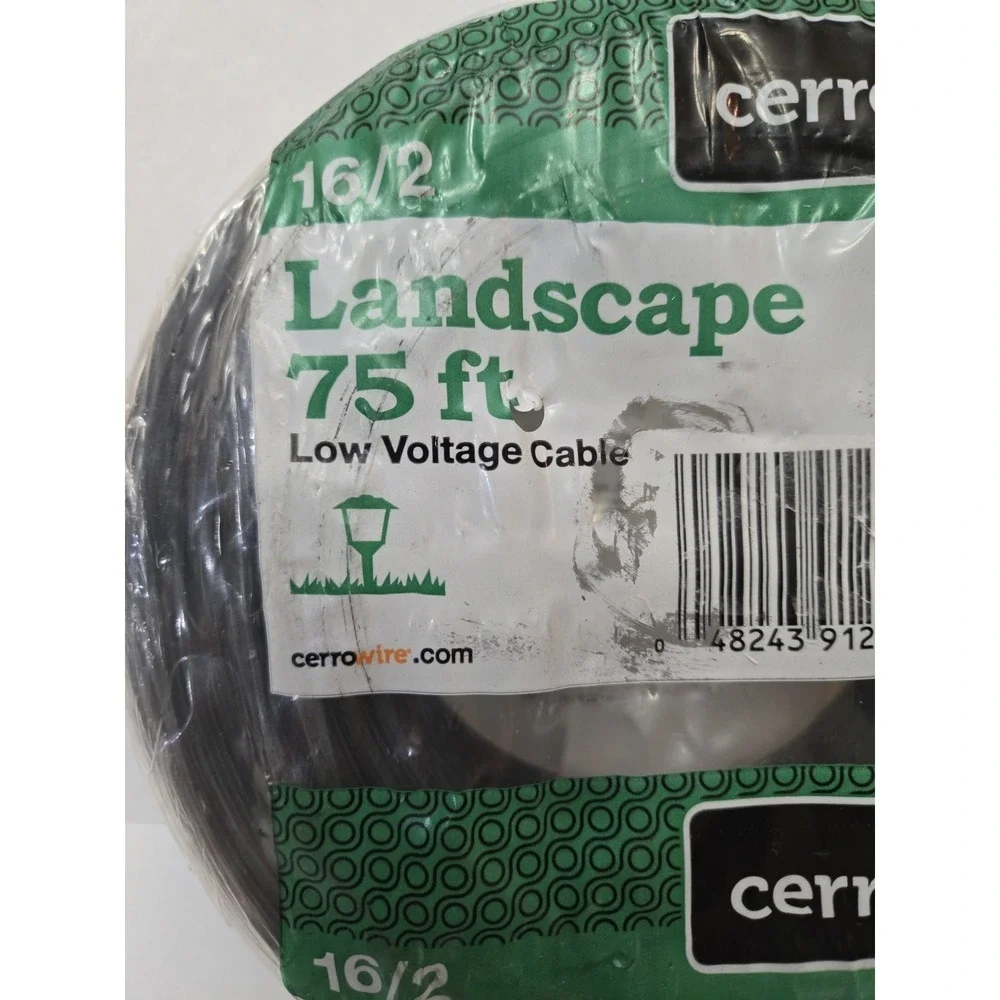 75 Ft. 16/2 Black Stranded Low-Voltage Landscape Lighting Wire Factory Sealed
